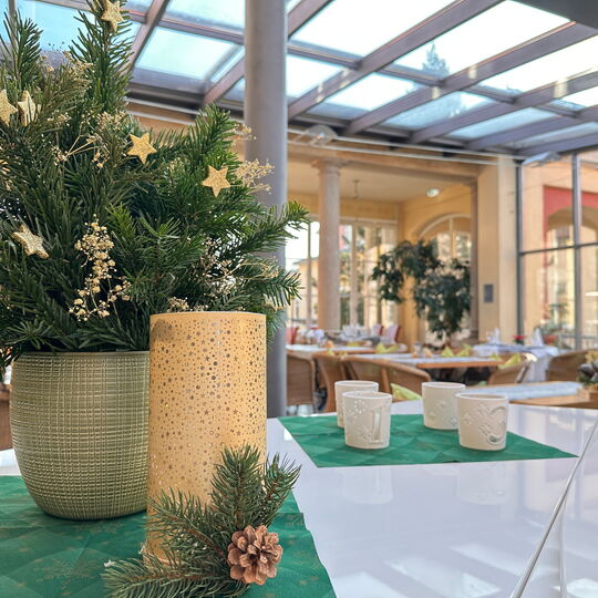 Weihnachtsdeko im Wintergarten vom Parkhotel Bad Schandau
