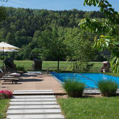 Schwimmbecken im Garten vom Parkhotel Bad Schandau Hotel